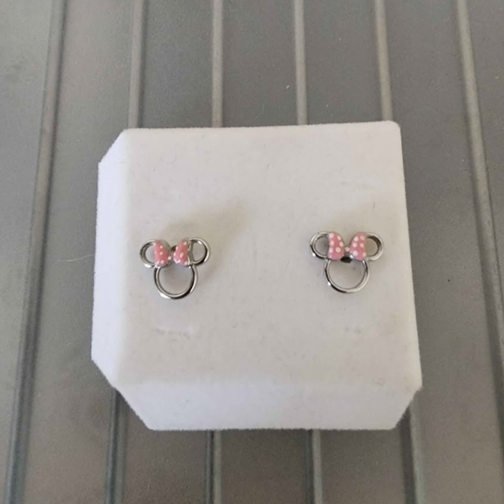 Disney Minnie Mouse Pink Bow Earrings